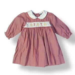 Nursery Rhyme Vintage Girls Gingham Christmas Holiday Gingerbread Dress Size 12M